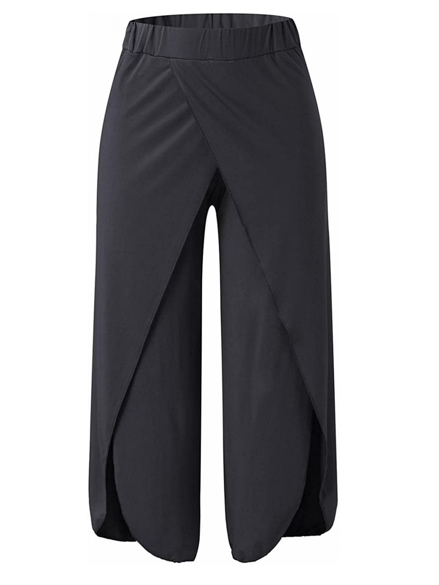 y2k womens pants solid casual high slit flowy layered fashion loose wide leg pants details 30