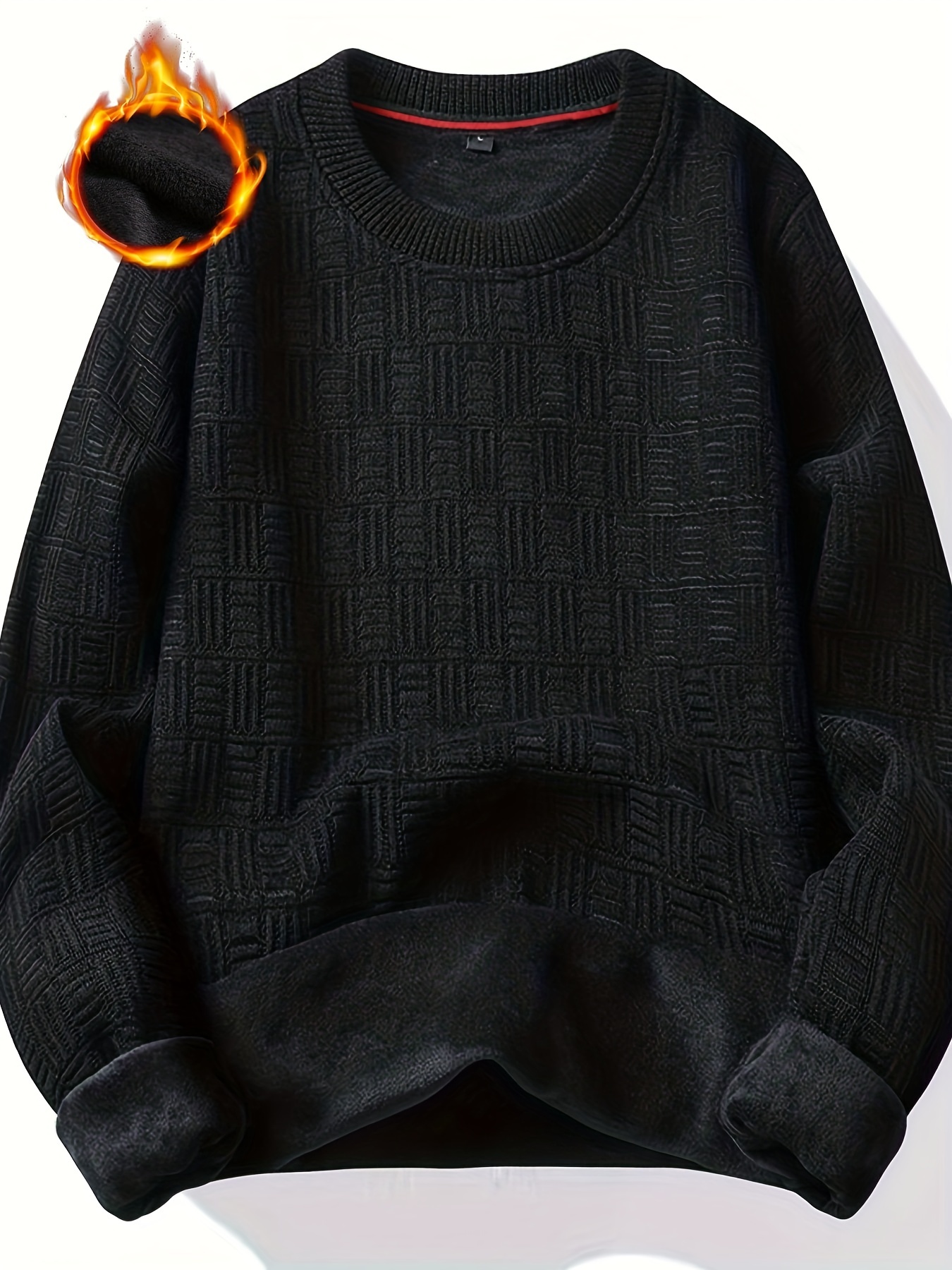 all match knitted sweater mens casual warm slightly stretch crew neck pullover sweater for men fall winter details 7