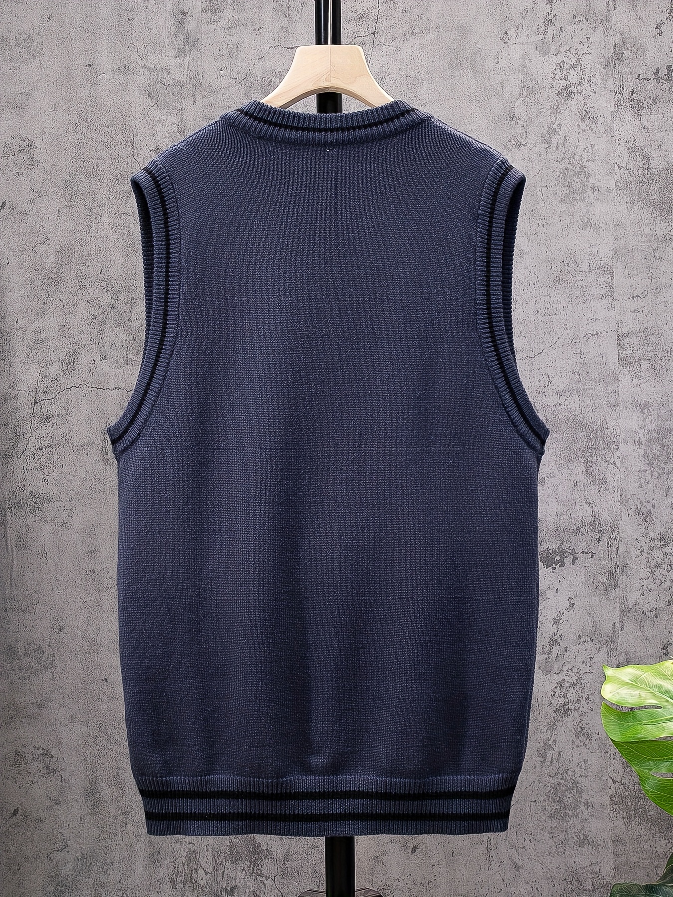 casual sleeveless v neck sweaters mens vertical stripe knit vest details 12