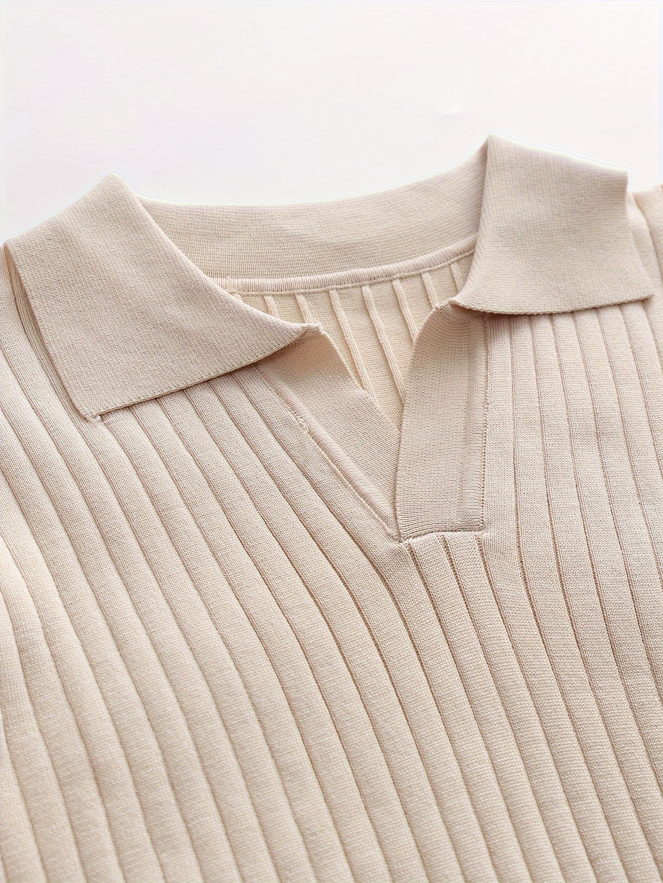 solid chic knit shirt mens casual lapel slightly stretch v neck pullover sweater for autumn winter details 6