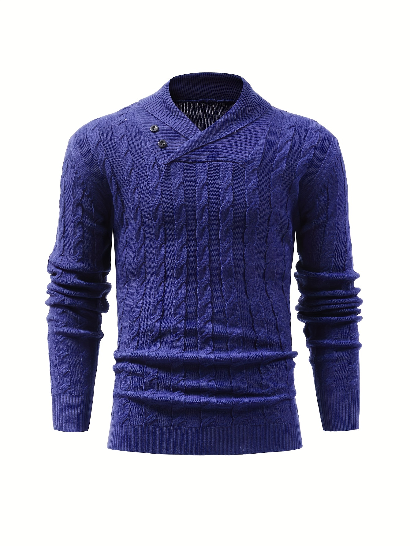 all match knitted shawl collar sweater mens casual warm high stretchy pullover sweater for fall winter details 6