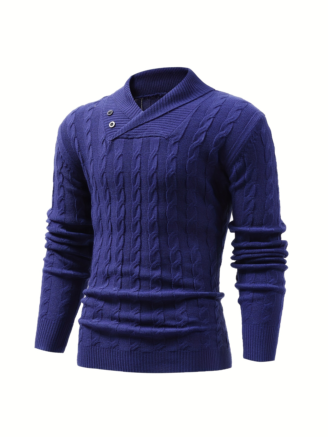 all match knitted shawl collar sweater mens casual warm high stretchy pullover sweater for fall winter details 10