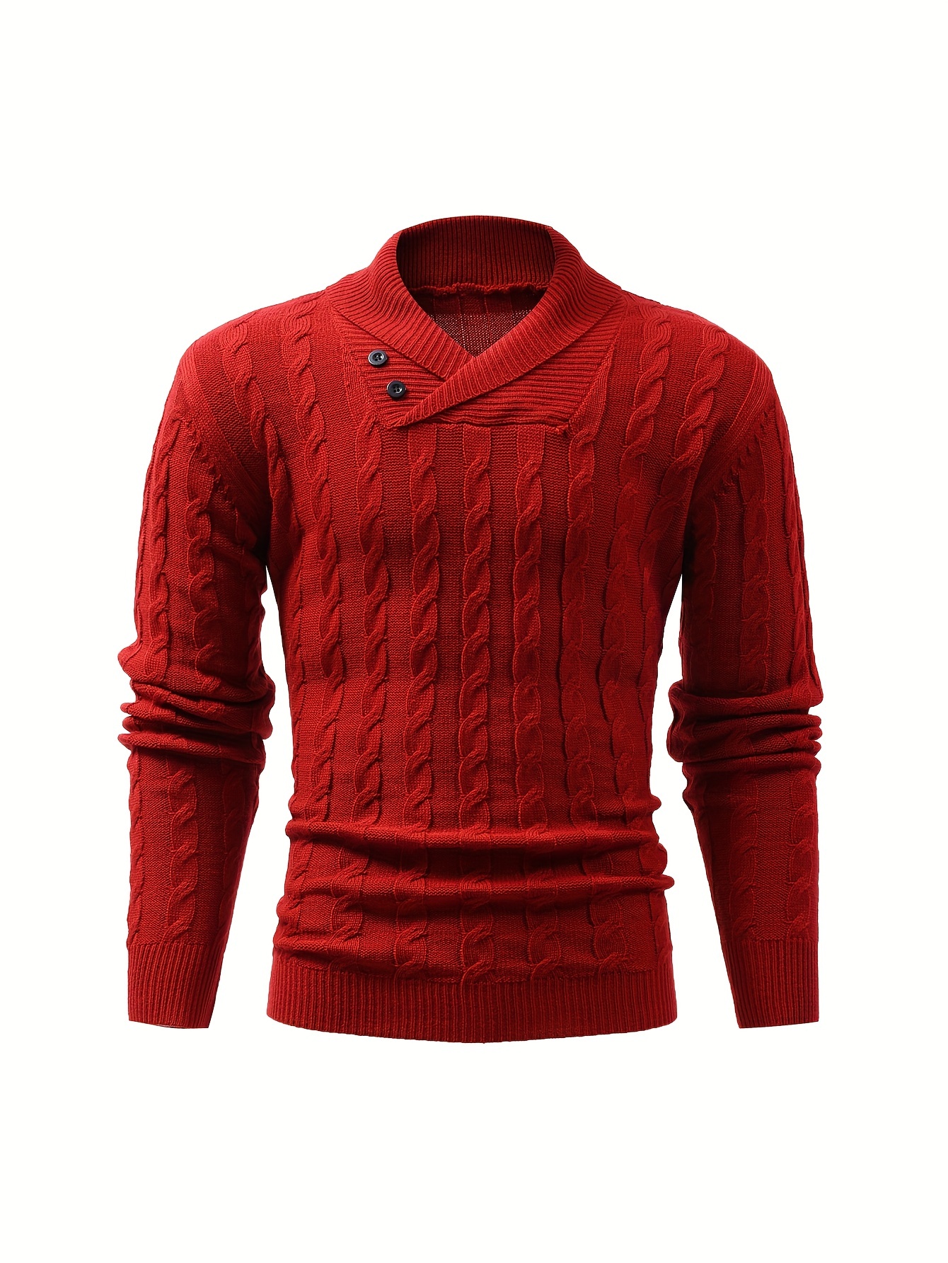 all match knitted shawl collar sweater mens casual warm high stretchy pullover sweater for fall winter details 17