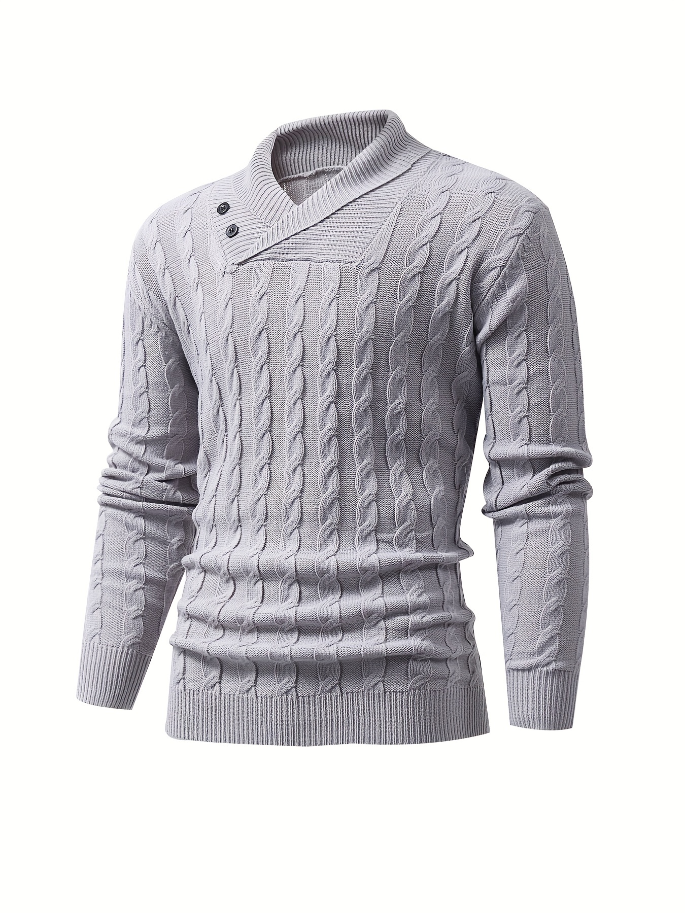 all match knitted shawl collar sweater mens casual warm high stretchy pullover sweater for fall winter details 30