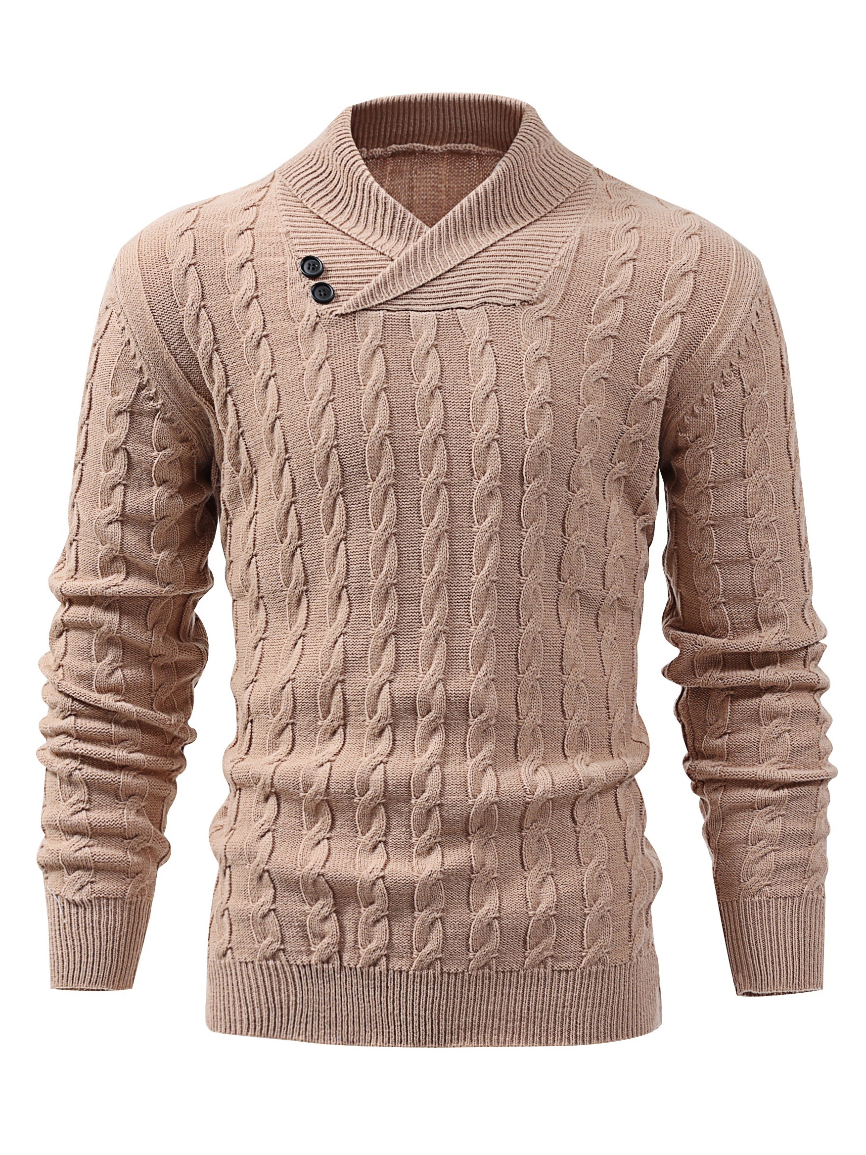 all match knitted shawl collar sweater mens casual warm high stretchy pullover sweater for fall winter details 40