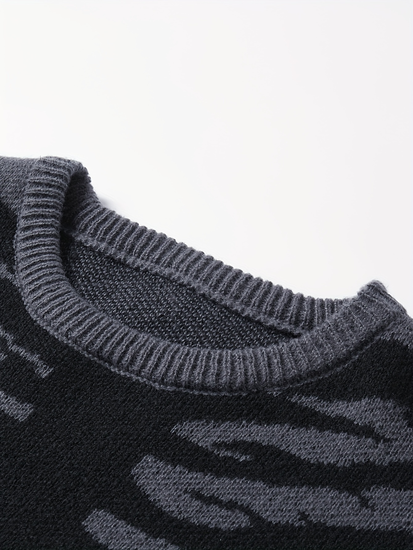 skeleton pattern knitted pullover, mens skeleton pattern knitted pullover for halloween casual slightly stretch breathable loose sweater for outdoor fall winter details 4