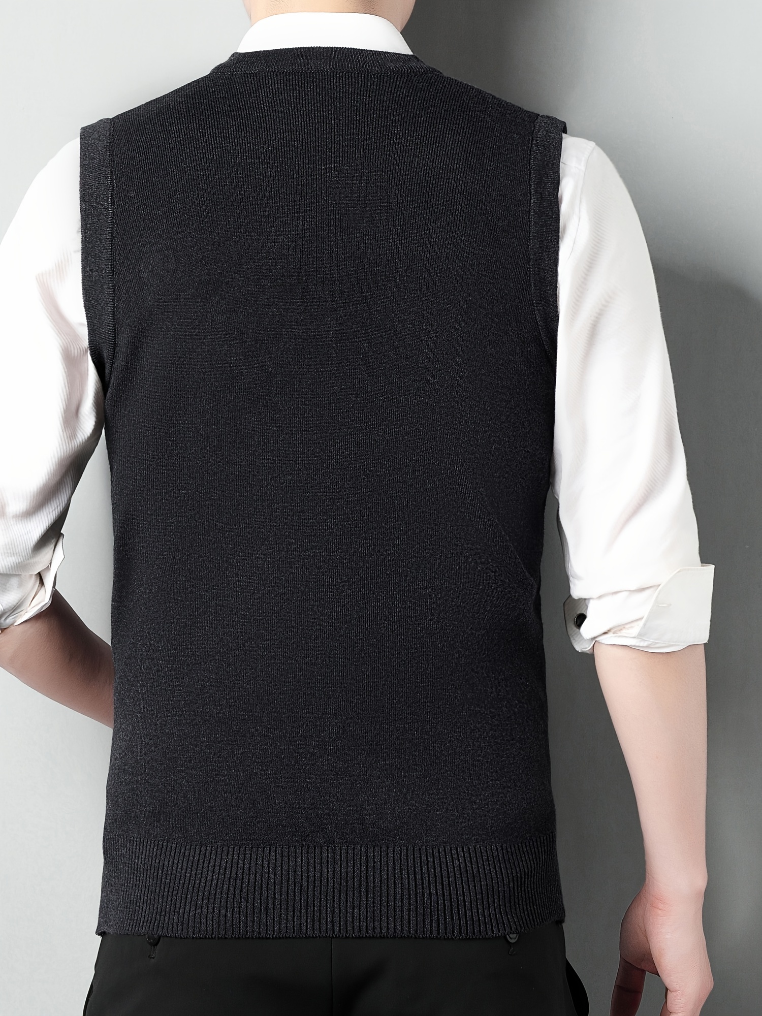 mens v neck cable casual sleeveless knitted sweater vest mens clothing for autumn winter details 6