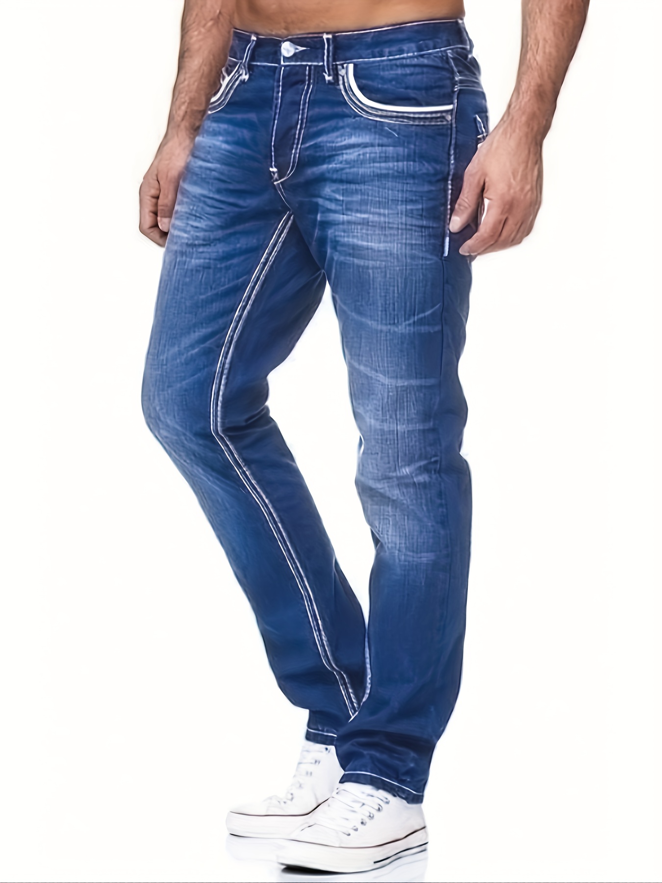 mens comfy street style distressed denim pants with pockets details 17