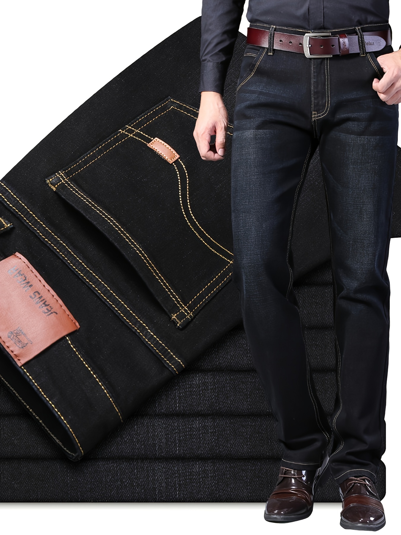 semi formal jeans, mens semi formal jeans chic classic design stretch jeans for business details 4