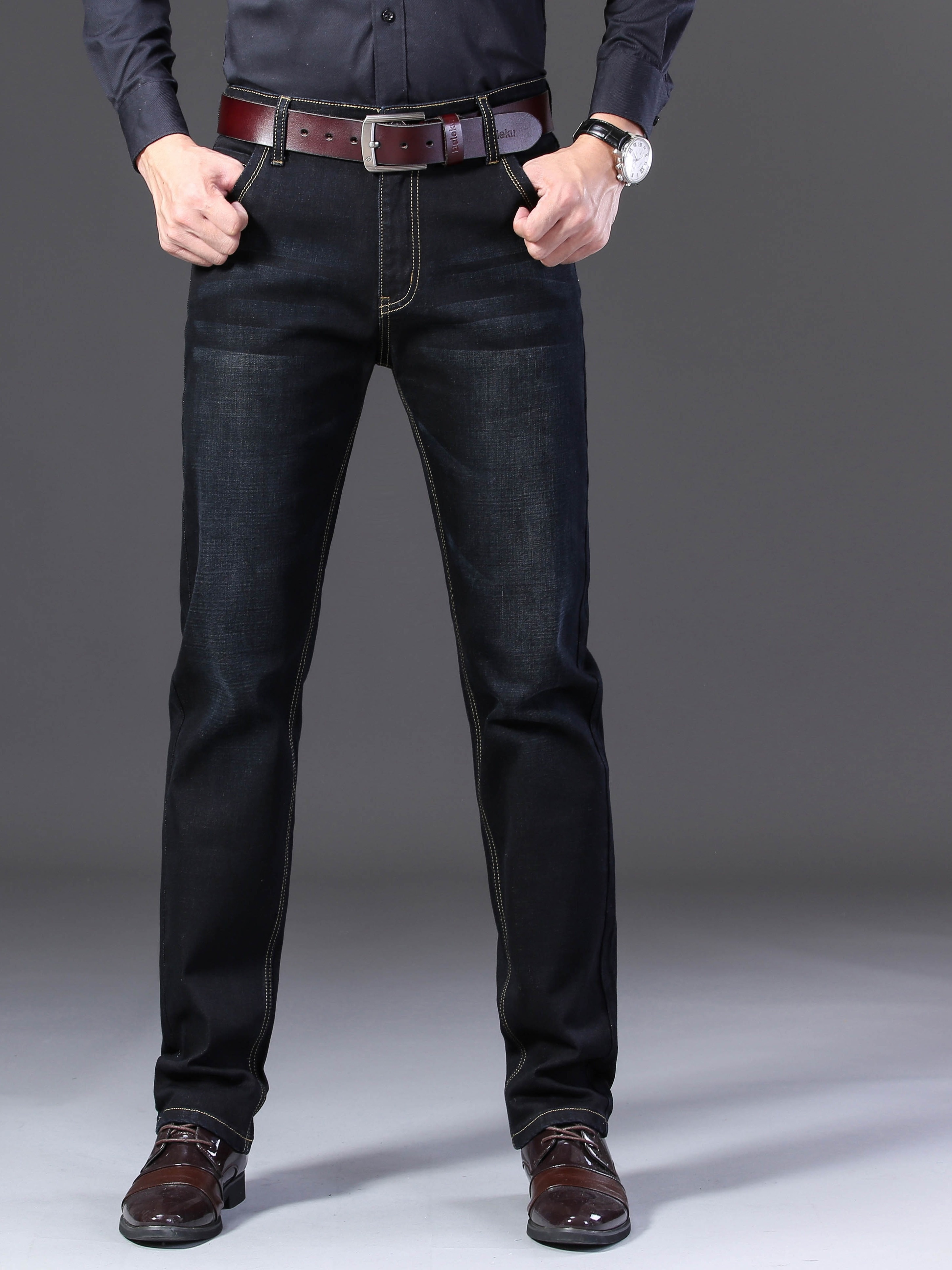 semi formal jeans, mens semi formal jeans chic classic design stretch jeans for business details 7