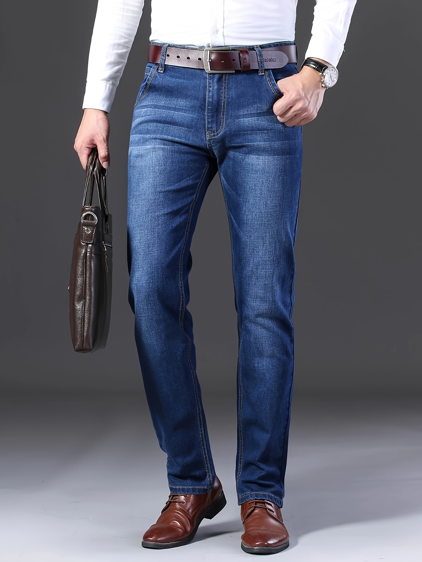 semi formal jeans, mens semi formal jeans chic classic design stretch jeans for business details 10