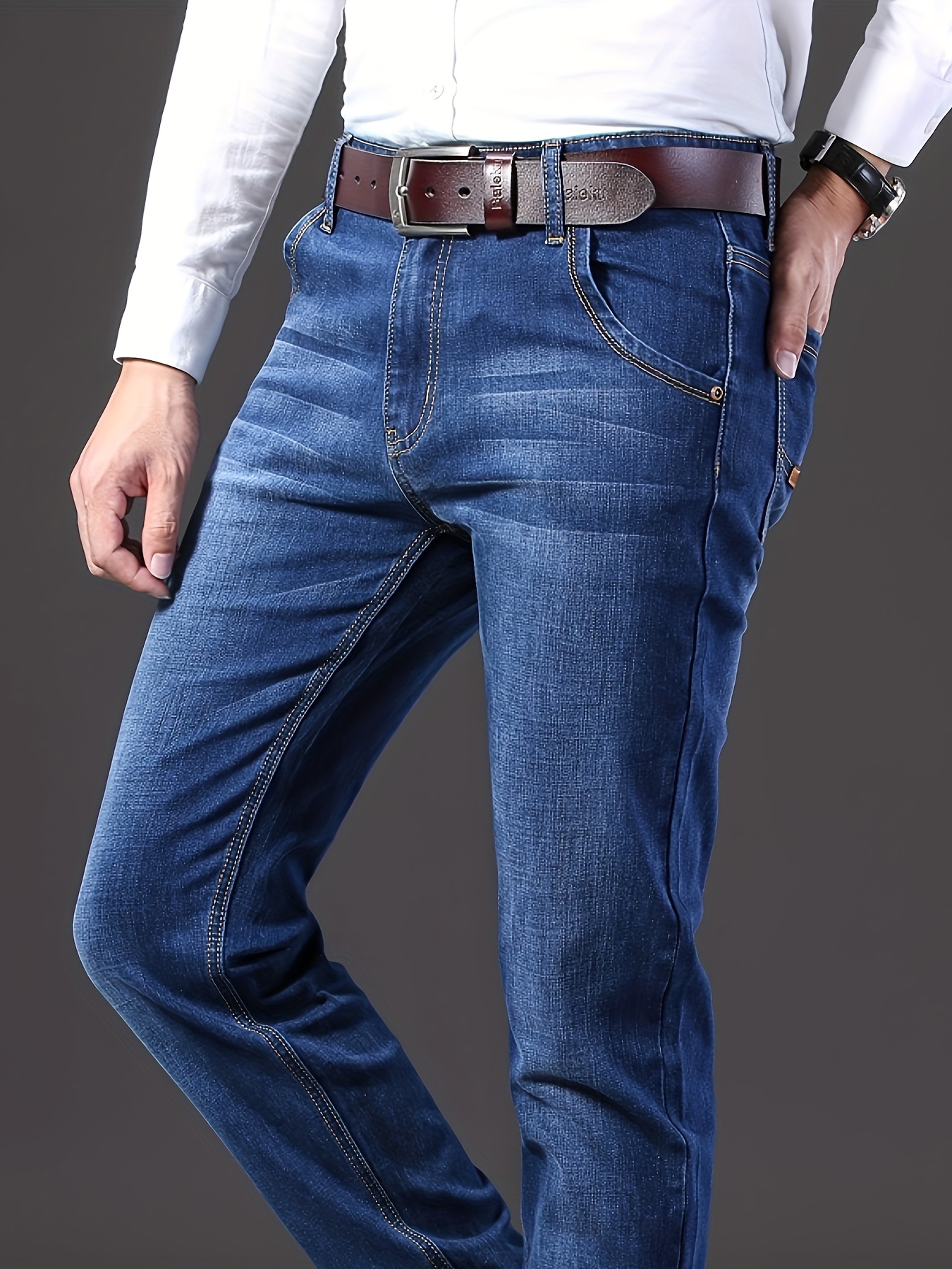 semi formal jeans, mens semi formal jeans chic classic design stretch jeans for business details 11