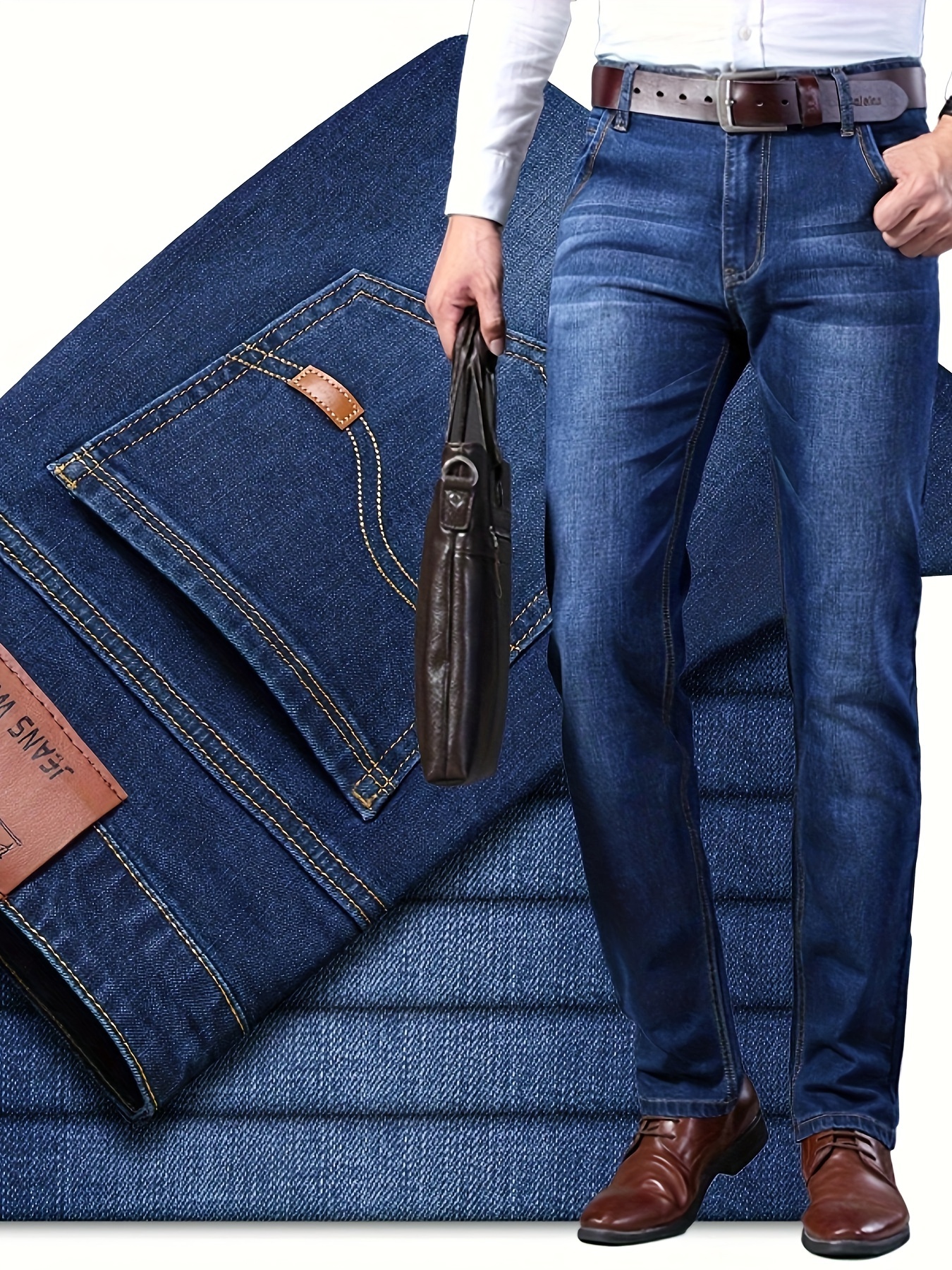 semi formal jeans, mens semi formal jeans chic classic design stretch jeans for business details 16